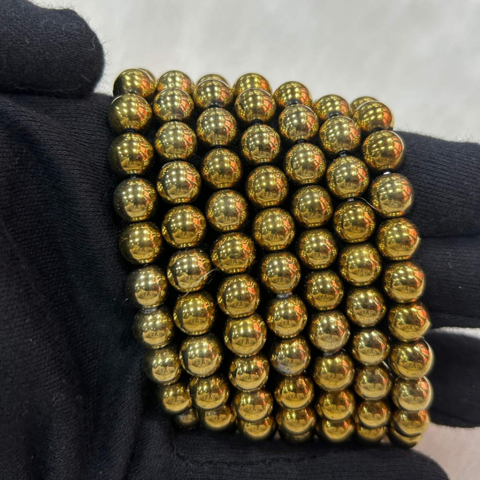💛 Golden Pyrite Coated with Hematite Bracelet 💛
