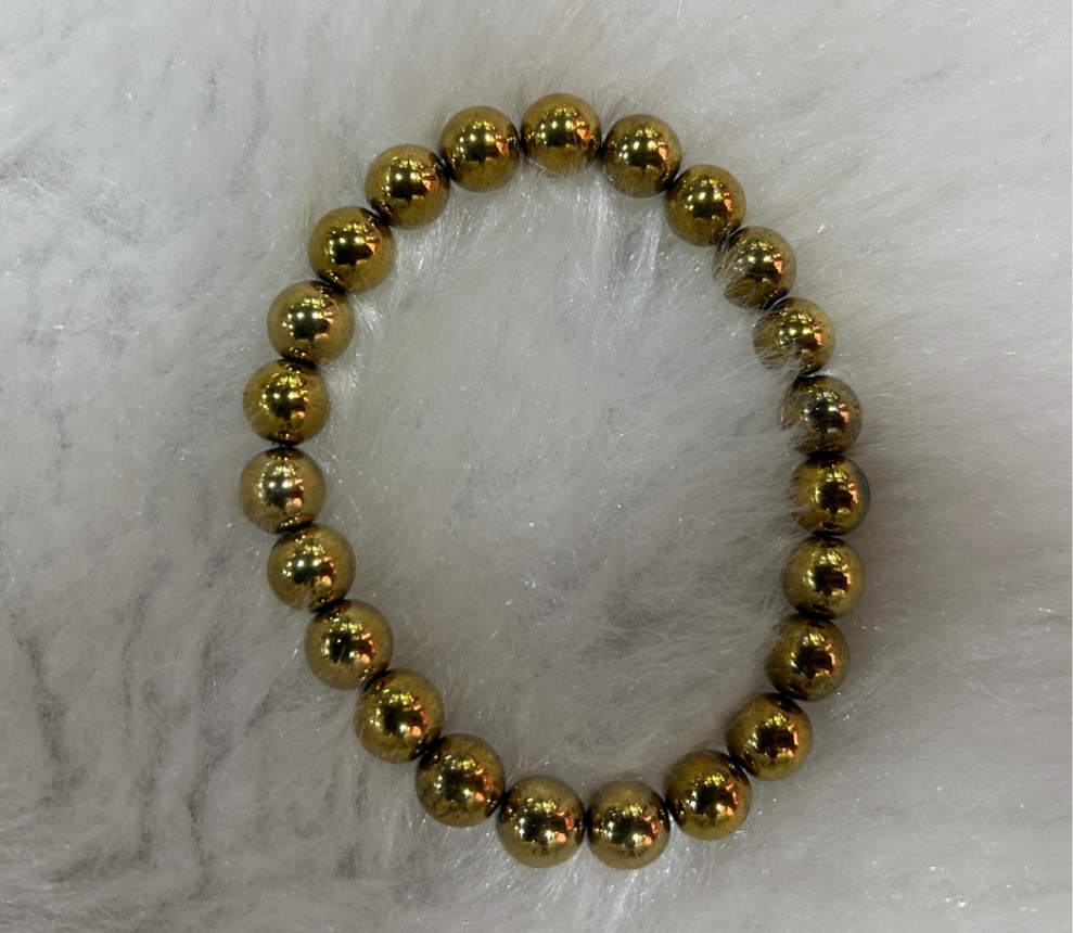 💛 Golden Pyrite Coated with Hematite Bracelet 💛