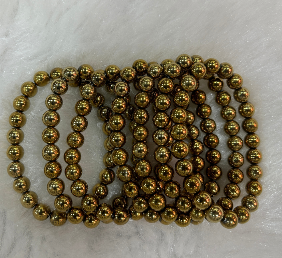 💛 Golden Pyrite Coated with Hematite Bracelet 💛