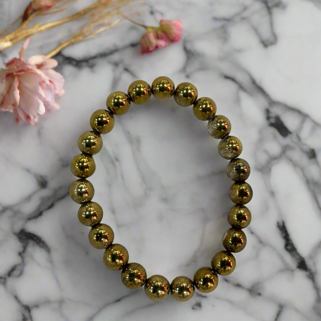 💛 Golden Pyrite Coated with Hematite Bracelet 💛