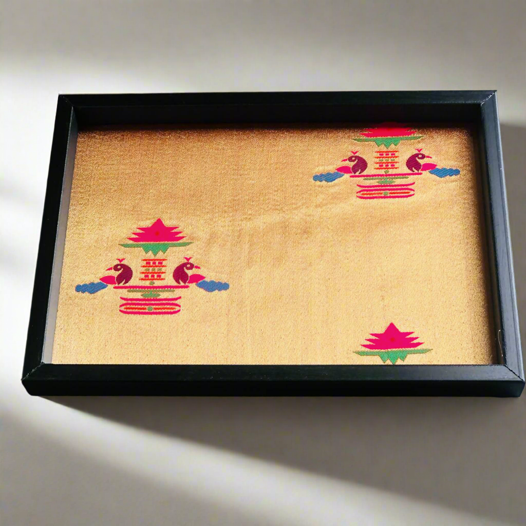 Golden Paithani Serving Tray 📥📤
