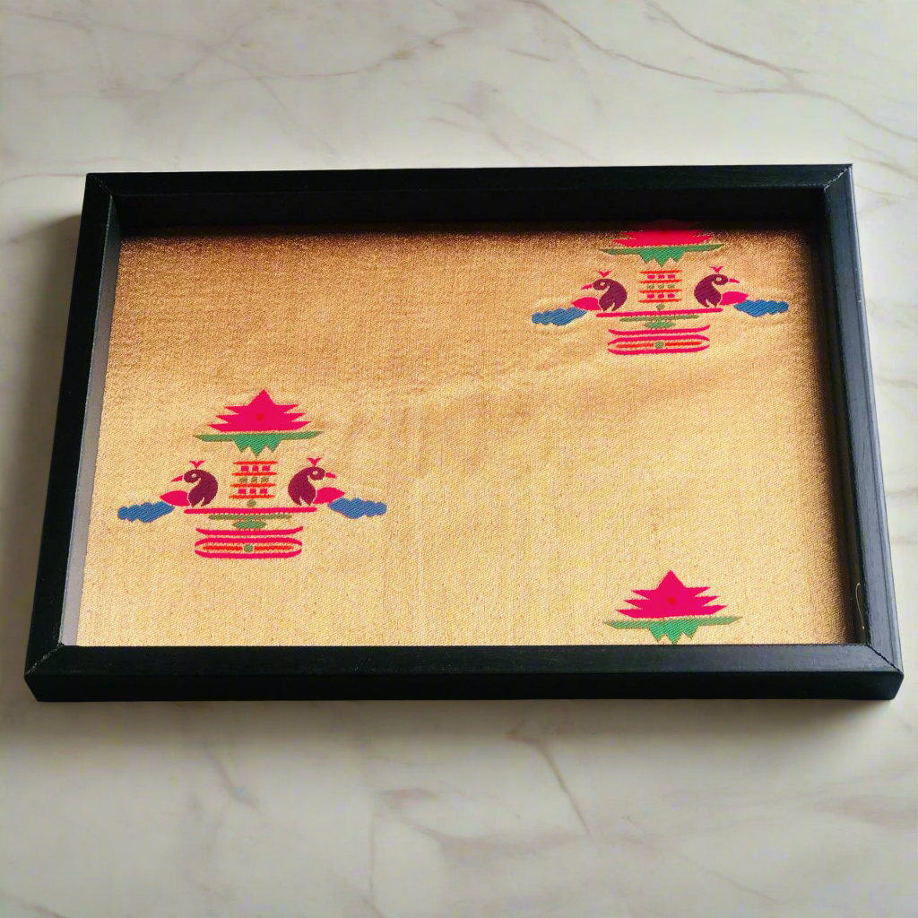 Golden Paithani Serving Tray 📥📤