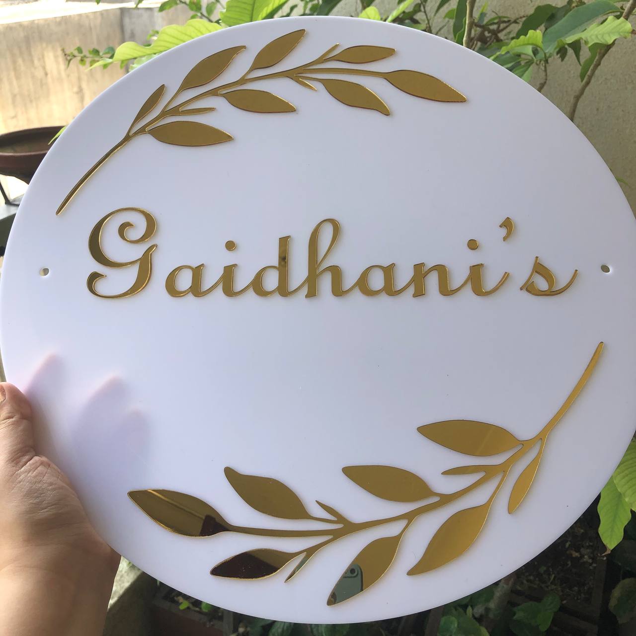 White Acrylic Nameplate with golden letters 🍁♥️