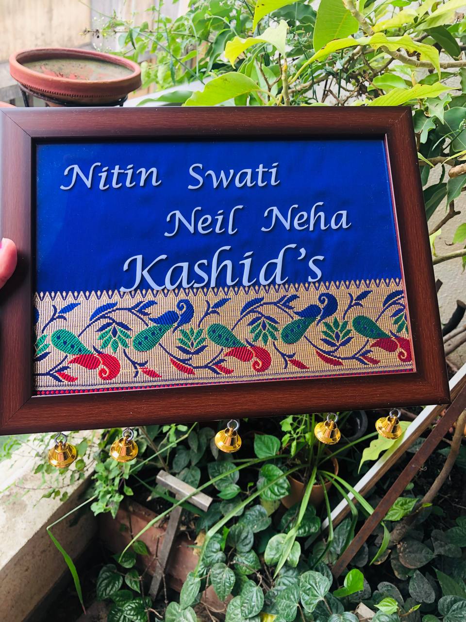 Family Frame Paithani 4 Names ♥️❣️