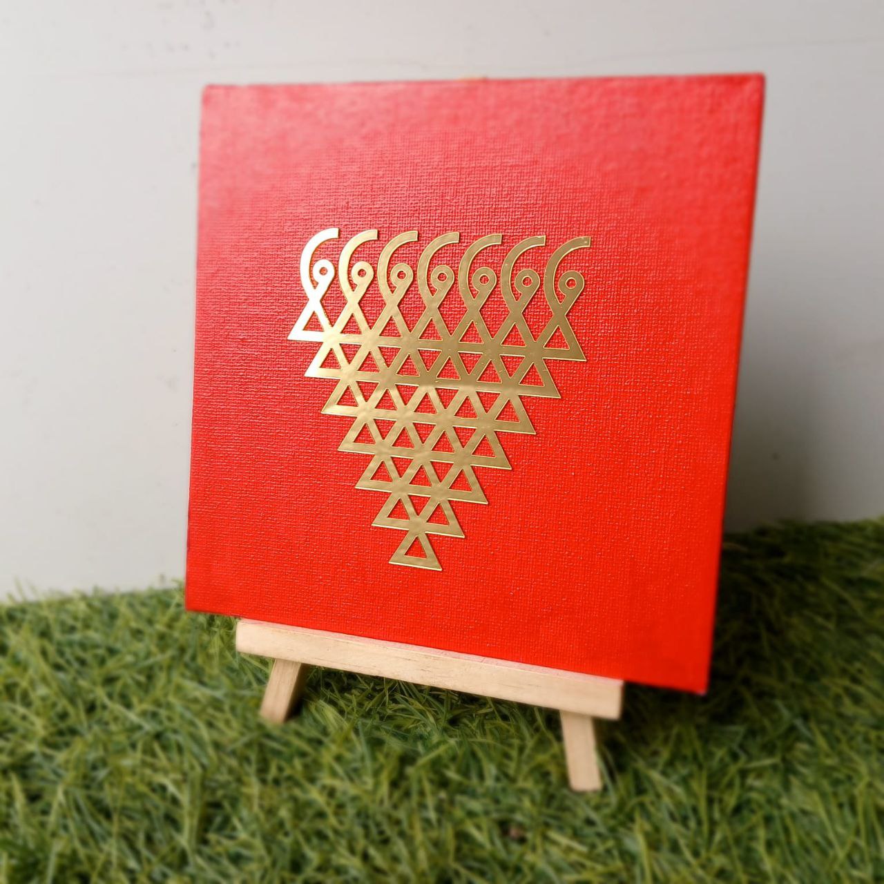 Canvas saraswati with pinewood stand ✡️♾️🛐⚛️