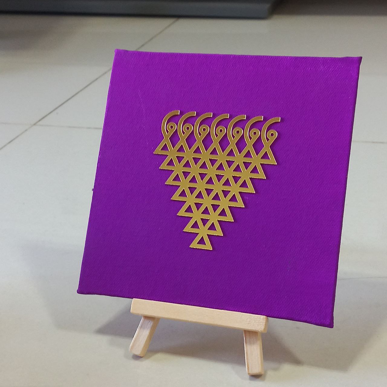 Canvas saraswati with pinewood stand ✡️♾️🛐⚛️