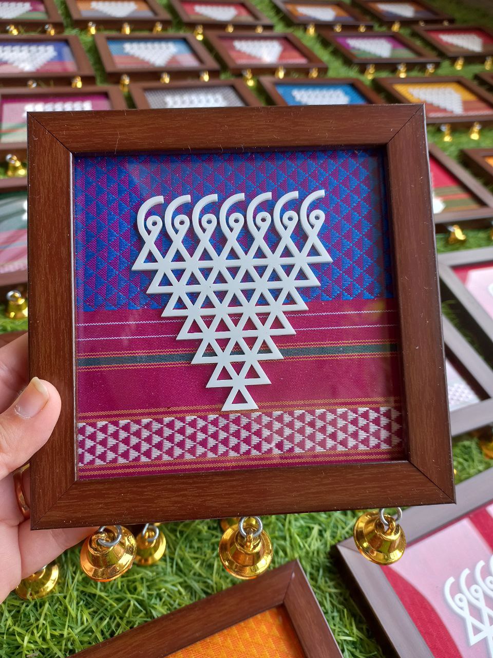 Khan fabric saraswati frame with bells ✨🌼🌷