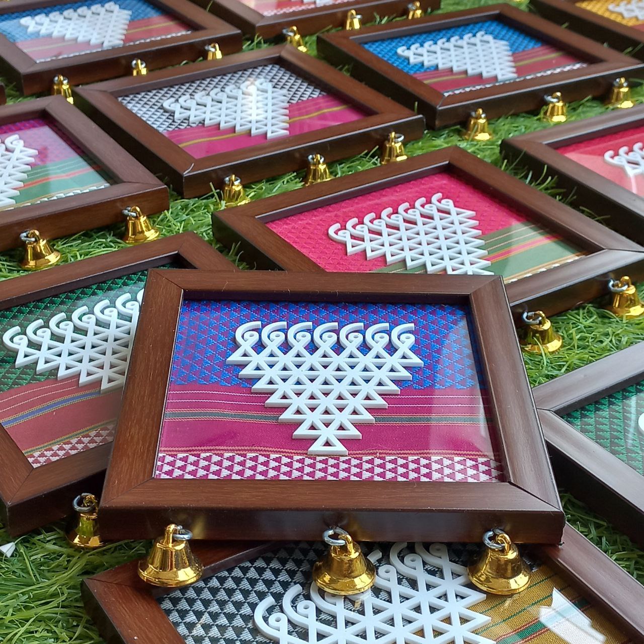 Khan fabric saraswati frame with bells ✨🌼🌷