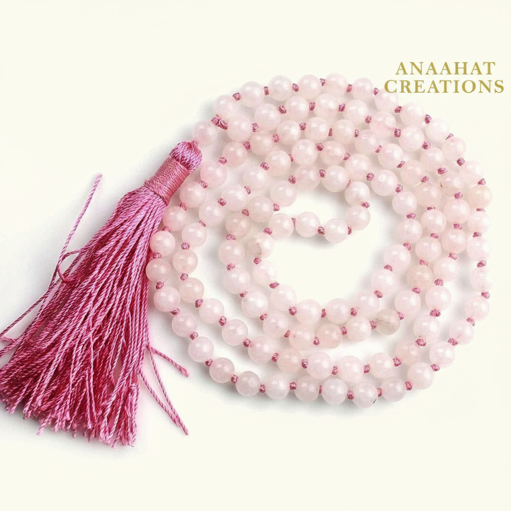 Rose Quartz Mala Necklace 108 Mala Beads, 108 Prayer Beads, Buddhist Meditation Mala♥️✨📿