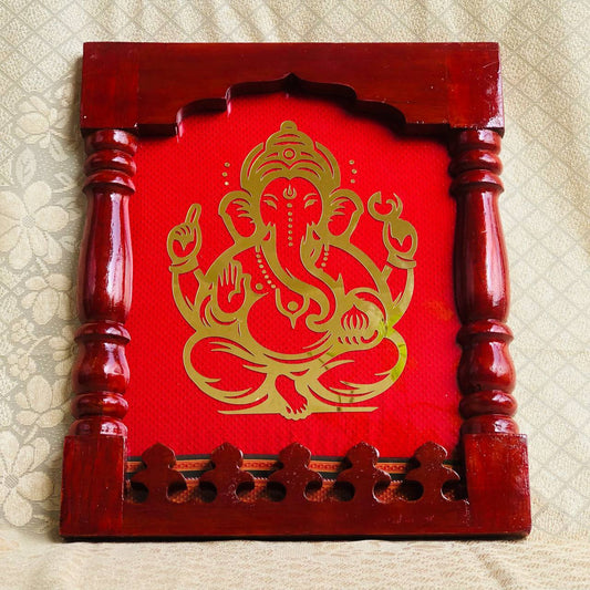 Teakwood Devli/Jharokha frame with acrylic ganpati bappa 🌺🌺🌺