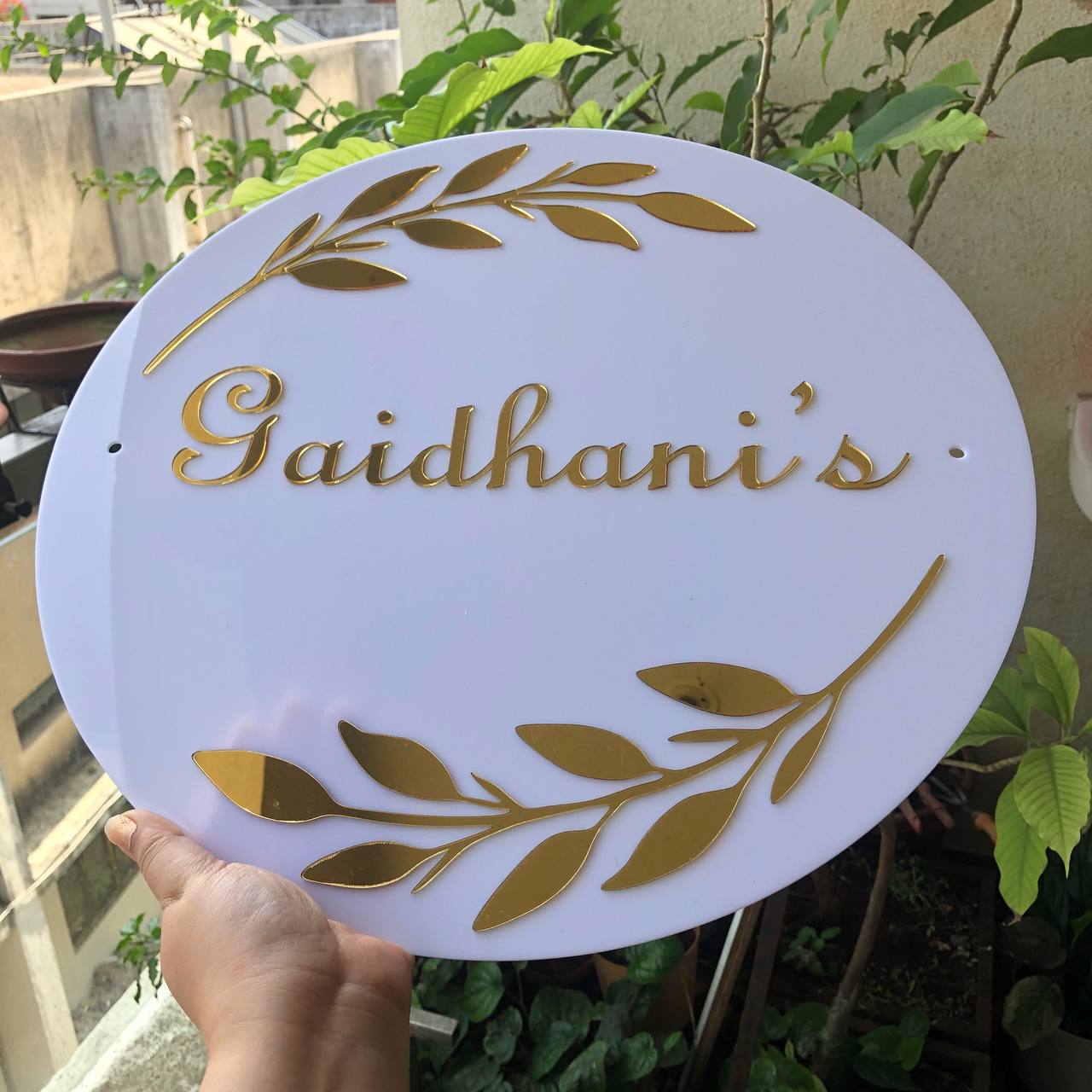 White Acrylic Nameplate with golden letters 🍁♥️