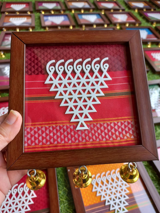 Khan fabric saraswati frame with bells ✨🌼🌷