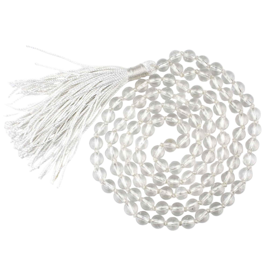 Clear Quartz (Spatik) Mala Necklace 108 Mala Beads, 108 Prayer Beads, Buddhist Meditation Mala✨