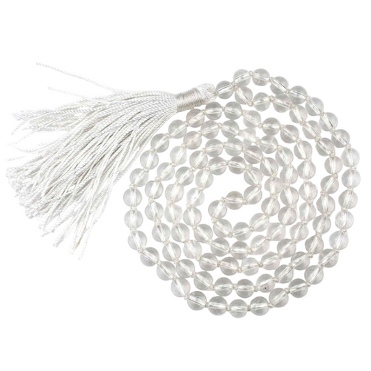 Clear Quartz (Spatik) Mala Necklace 108 Mala Beads, 108 Prayer Beads, Buddhist Meditation Mala✨