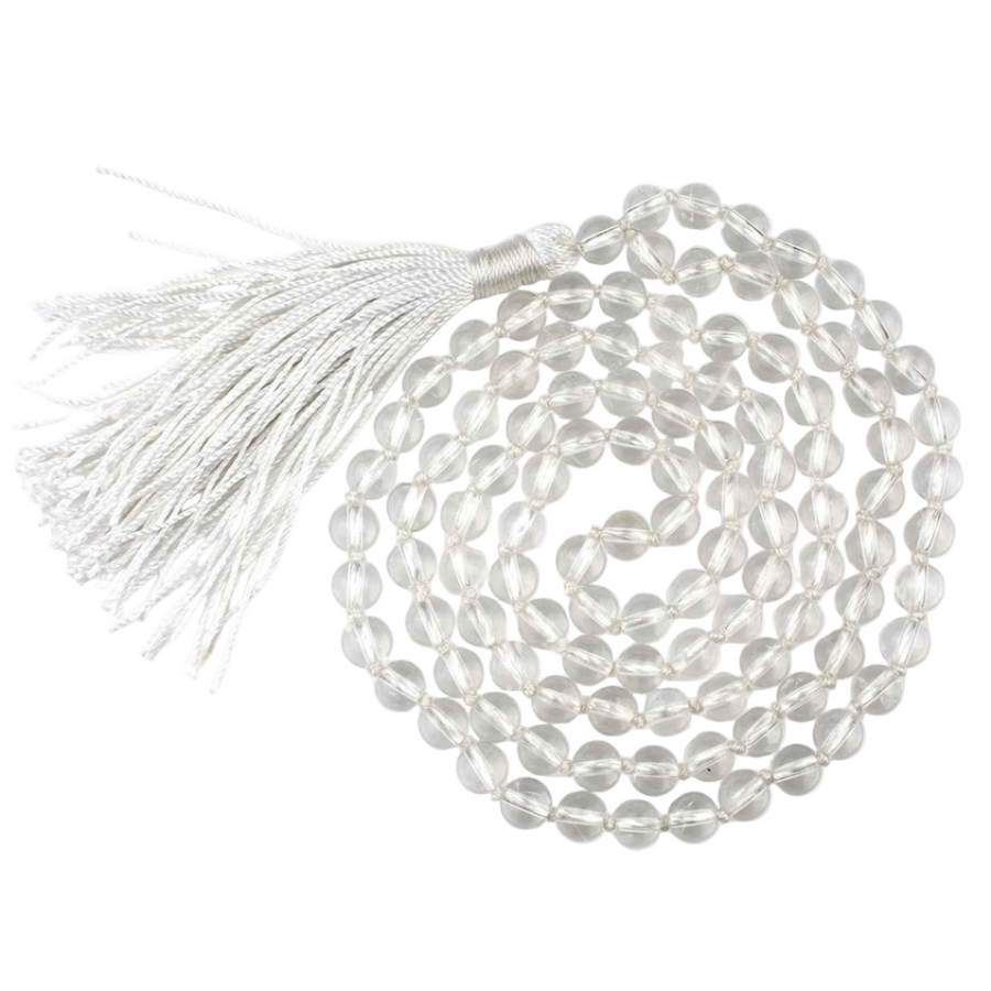 Clear Quartz (Spatik) Mala Necklace 108 Mala Beads, 108 Prayer Beads, Buddhist Meditation Mala✨