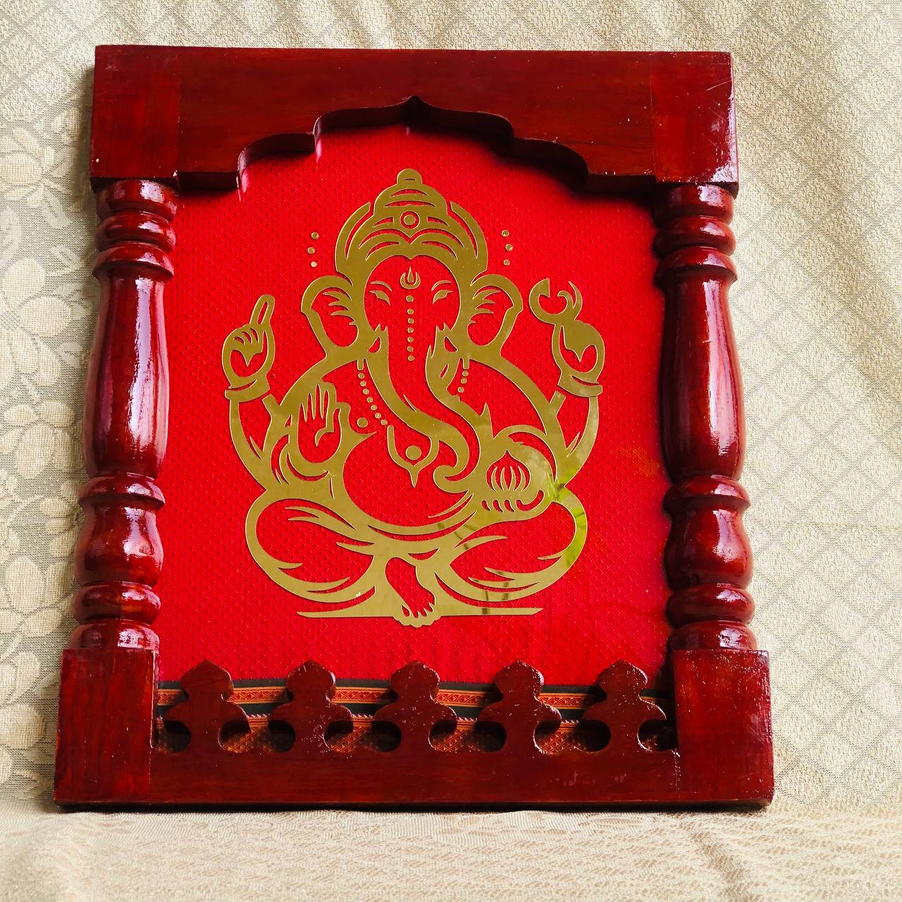 Teakwood Devli/Jharokha frame with acrylic ganpati bappa 🌺🌺🌺