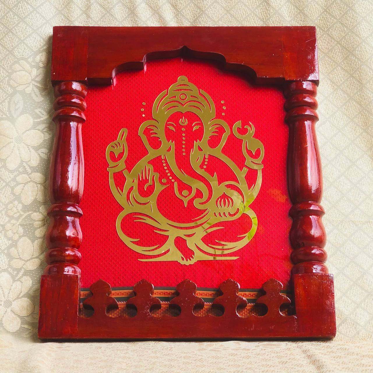 Teakwood Devli/Jharokha frame with acrylic ganpati bappa 🌺🌺🌺
