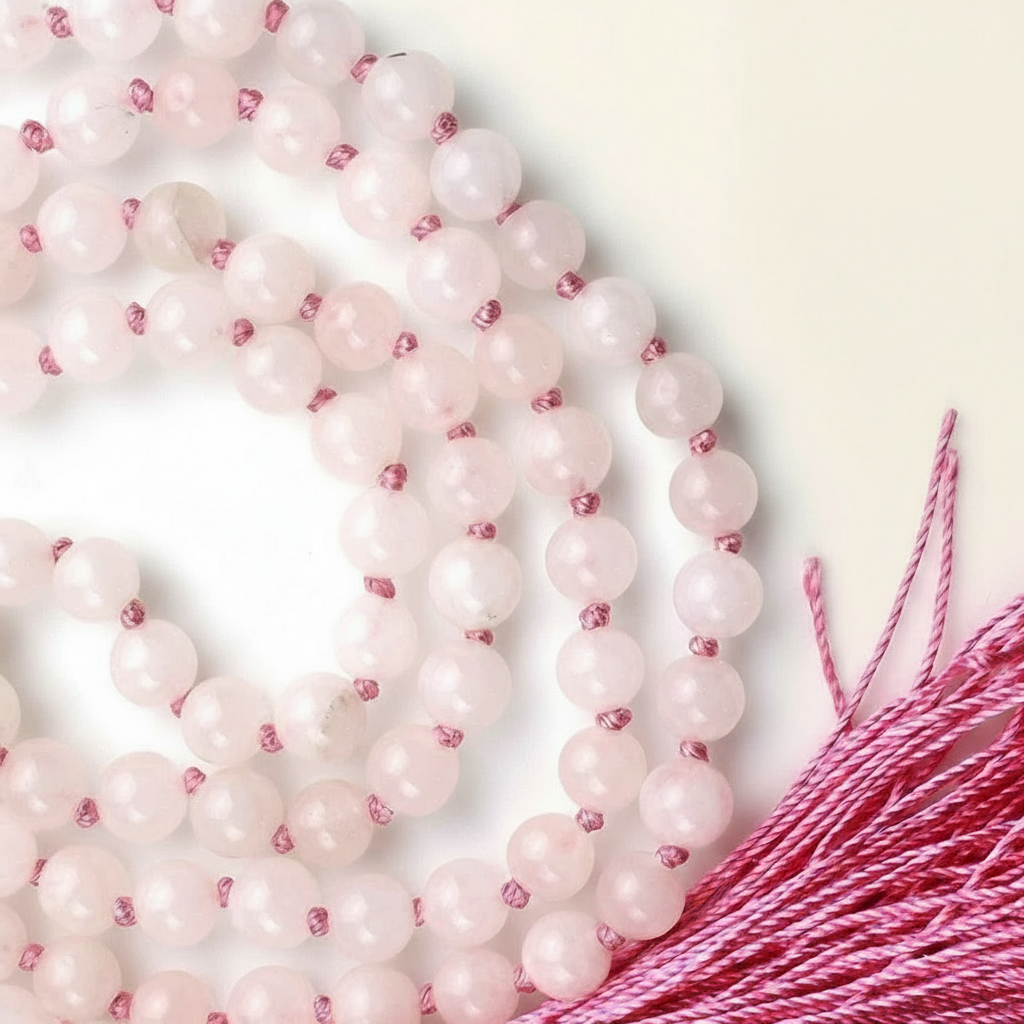 Rose Quartz Mala Necklace 108 Mala Beads, 108 Prayer Beads, Buddhist Meditation Mala♥️✨📿