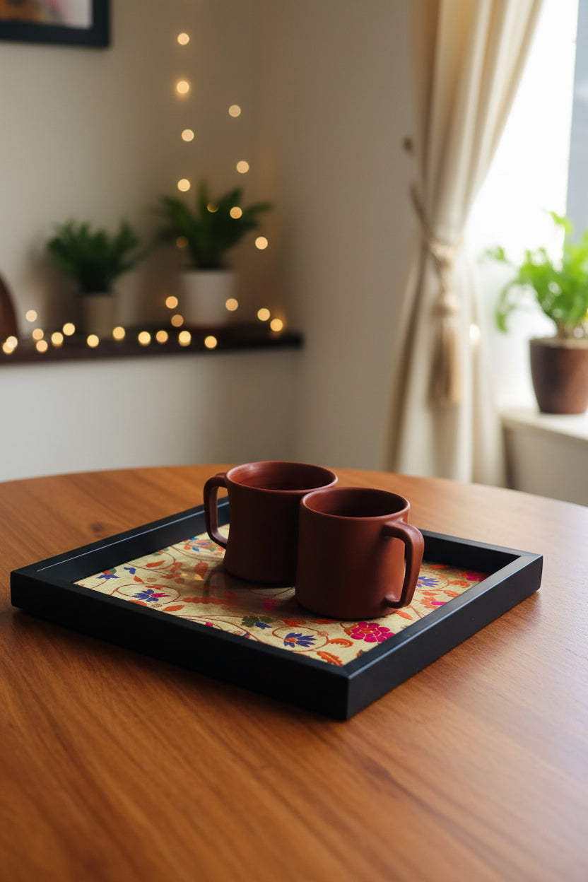 Elegant Paithani Serving Tray🍁
