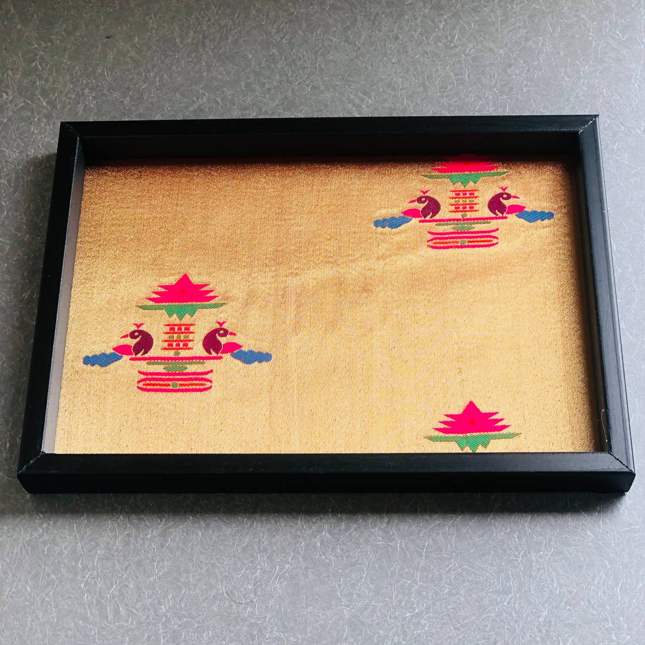 Golden Paithani Serving Tray 📥📤