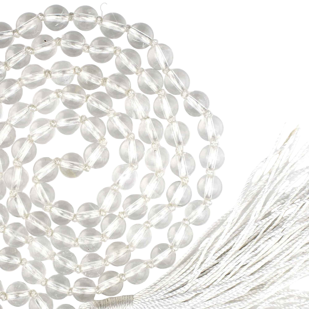 Clear Quartz (Spatik) Mala Necklace 108 Mala Beads, 108 Prayer Beads, Buddhist Meditation Mala✨